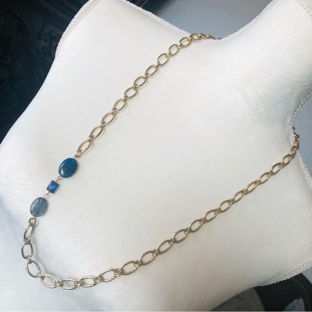 Handcrafted recycled material sodalite natural stone accent necklace